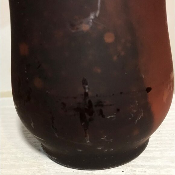 Vintage Frosted Amber Glass Candle Amber Unscented Wax - Picture 7 of 10